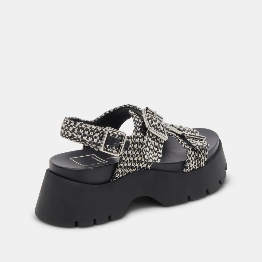 PALDA SANDALS BLACK WHITE RAFFIA^Dolce Vita Fashion