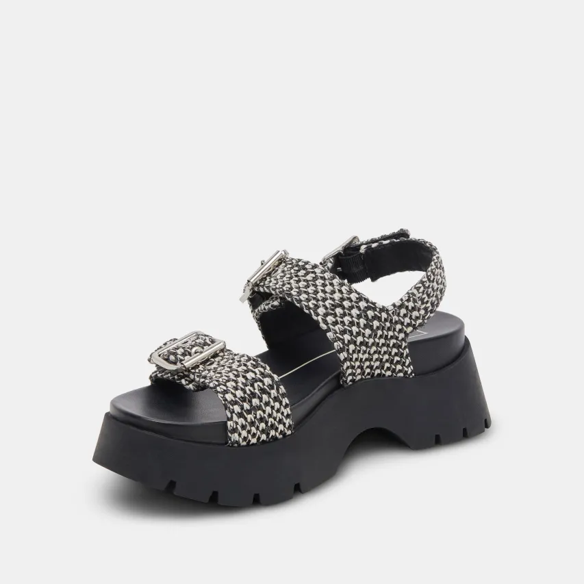 PALDA SANDALS BLACK WHITE RAFFIA^Dolce Vita Fashion