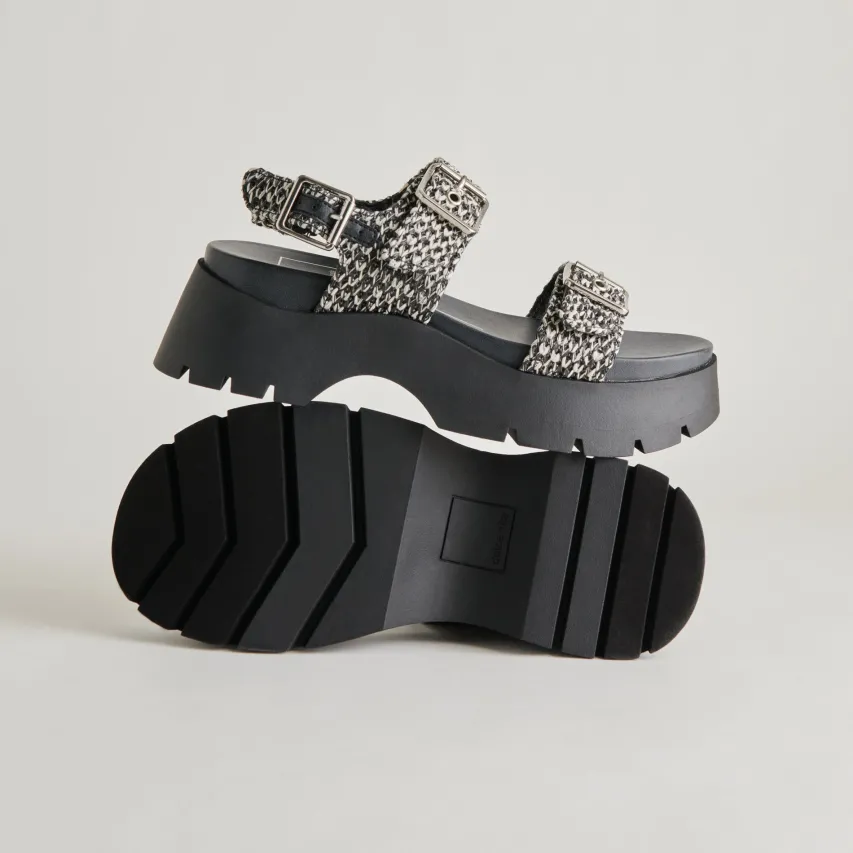 PALDA SANDALS BLACK WHITE RAFFIA^Dolce Vita Fashion