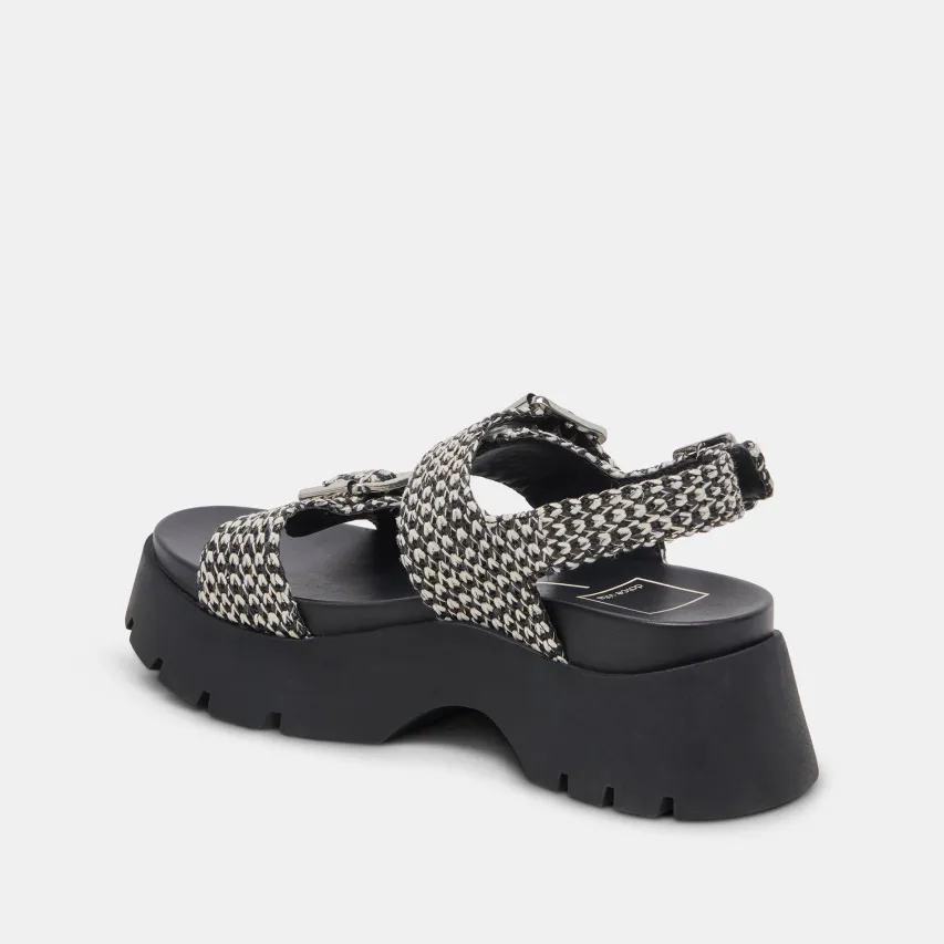 PALDA SANDALS BLACK WHITE RAFFIA^Dolce Vita Fashion