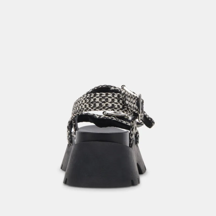 PALDA SANDALS BLACK WHITE RAFFIA^Dolce Vita Fashion