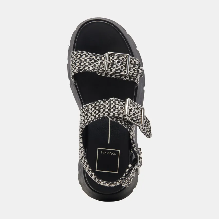 PALDA SANDALS BLACK WHITE RAFFIA^Dolce Vita Fashion