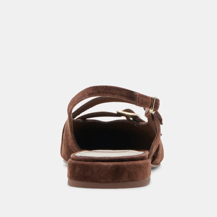 PAMLA FLATS DK BROWN SUEDE^Dolce Vita New