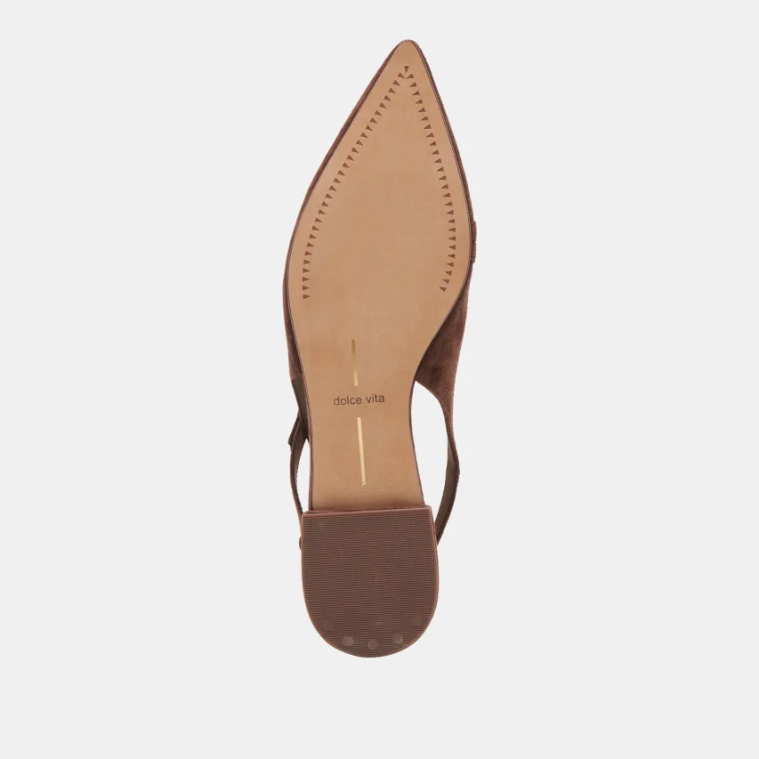 PAMLA FLATS DK BROWN SUEDE^Dolce Vita New