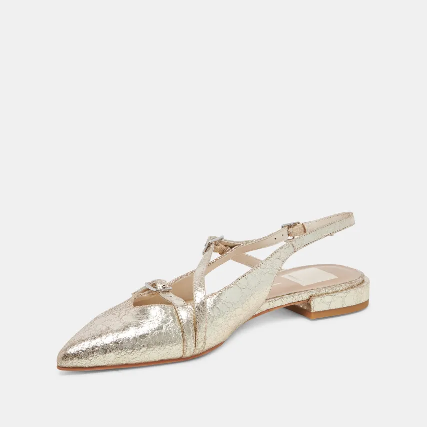 PAMLA FLATS PLATINUM DISTRESSED LEATHER^Dolce Vita Hot