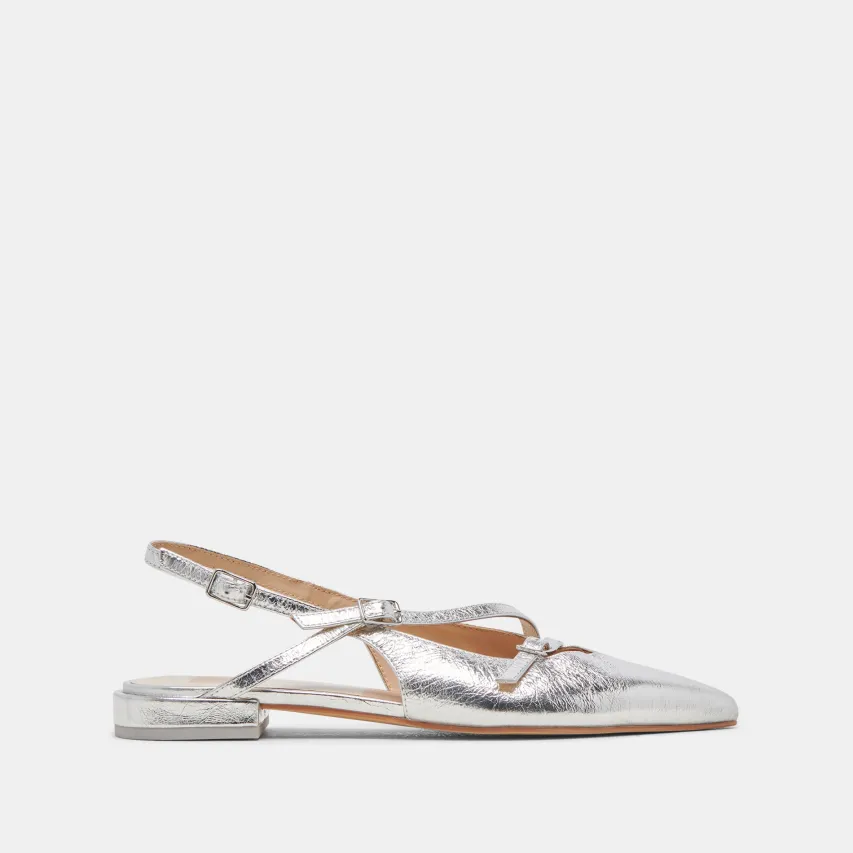 PAMLA FLATS SILVER CRINKLE PATENT^Dolce Vita Hot