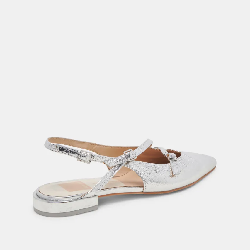 PAMLA FLATS SILVER CRINKLE PATENT^Dolce Vita Hot