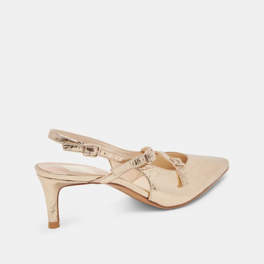 PAMLA MID HEELS LIGHT GOLD DISTRESSED LEATHER^Dolce Vita Hot