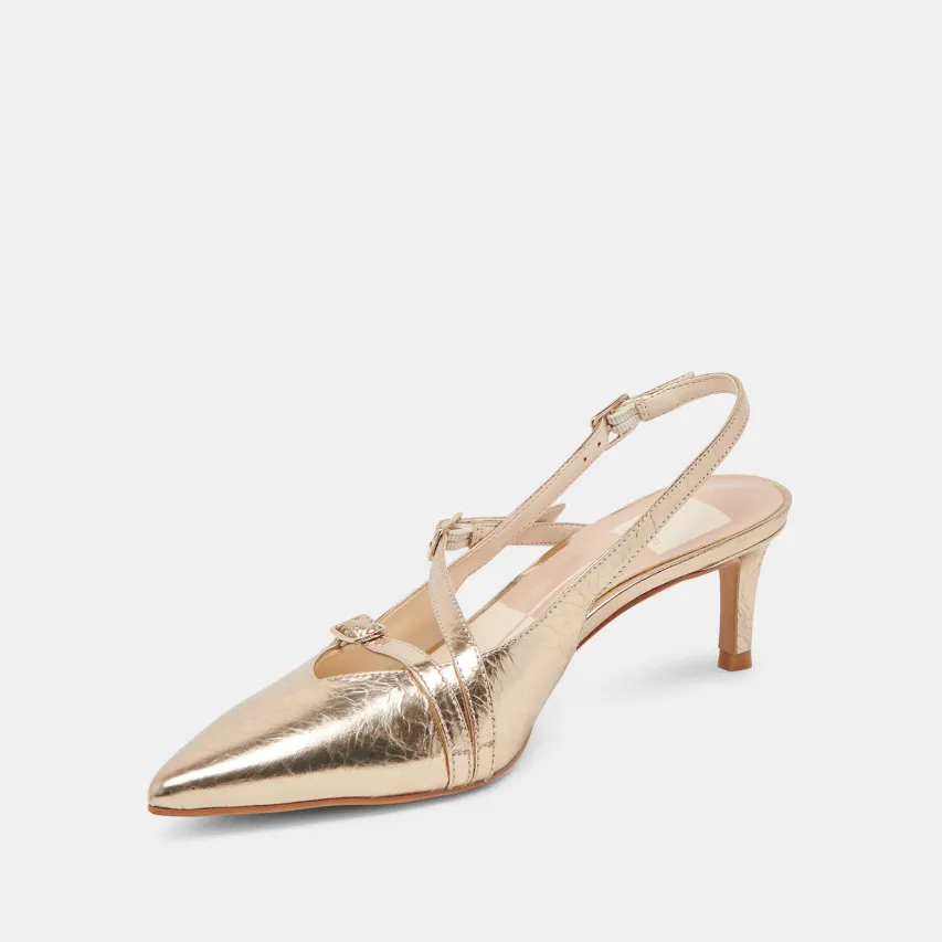 PAMLA MID HEELS LIGHT GOLD DISTRESSED LEATHER^Dolce Vita Hot