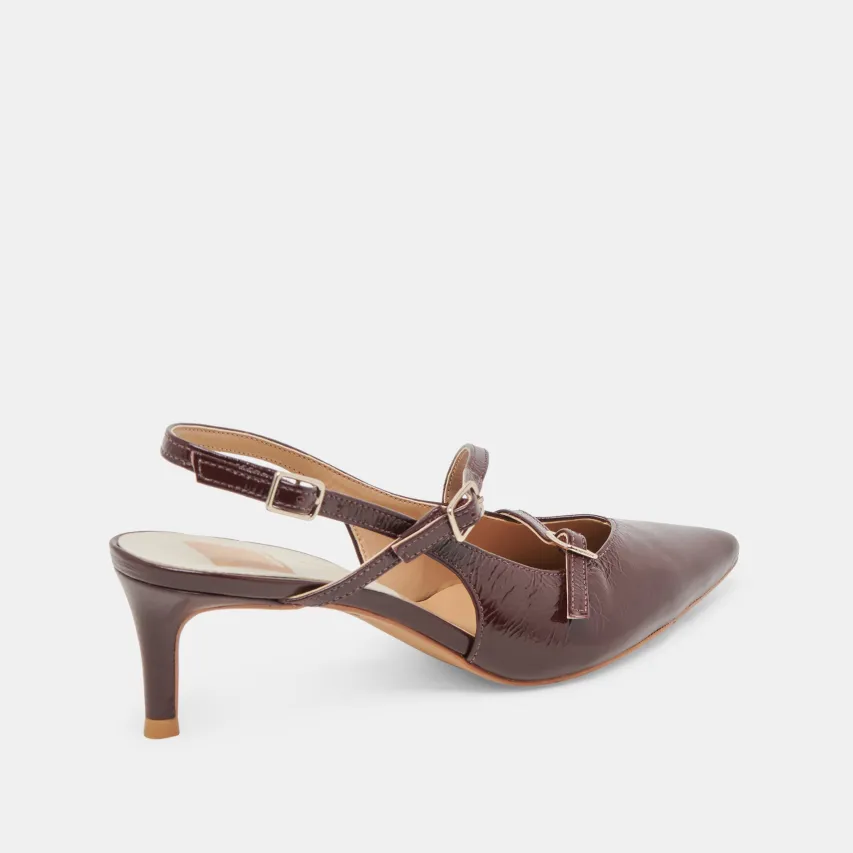 PAMLA MID WIDE HEELS CRANBERRY CRINKLE PATENT^Dolce Vita Fashion