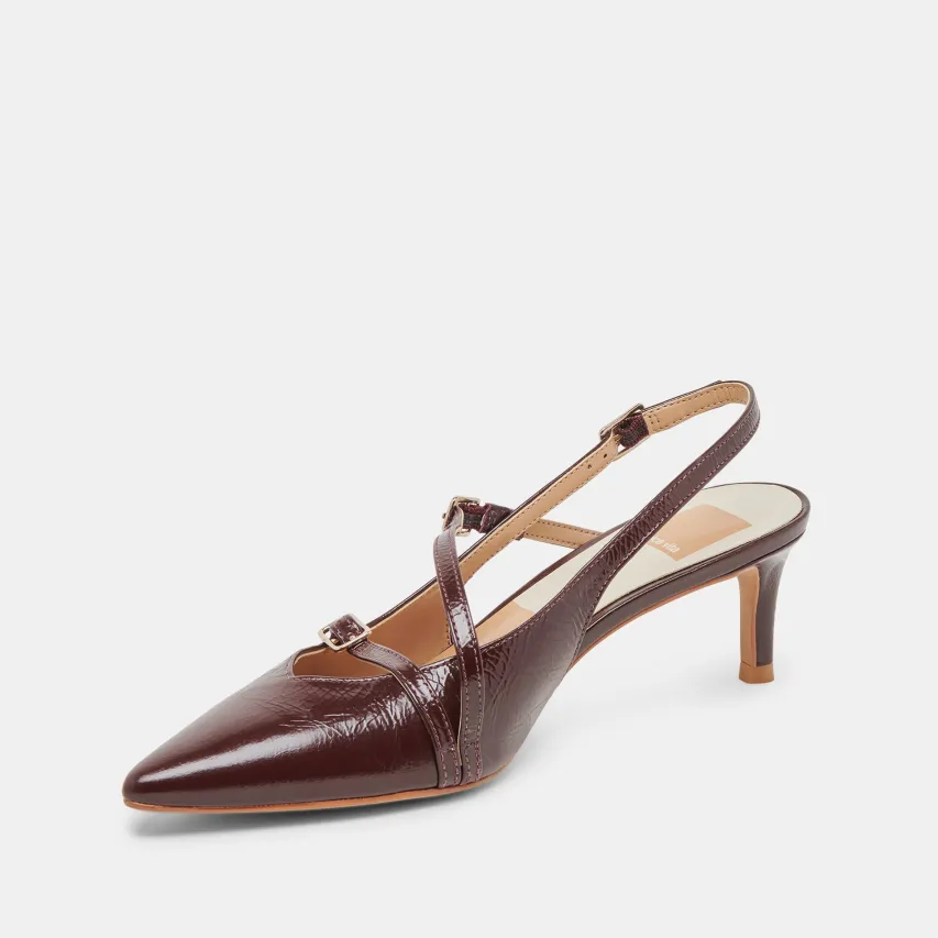 PAMLA MID WIDE HEELS CRANBERRY CRINKLE PATENT^Dolce Vita Fashion