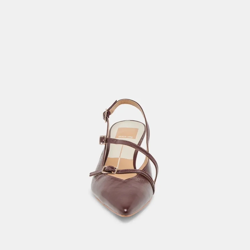 PAMLA MID WIDE HEELS CRANBERRY CRINKLE PATENT^Dolce Vita Fashion