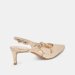 PAMLA MID WIDE HEELS LIGHT GOLD DISTRESSED LEATHER^Dolce Vita Fashion