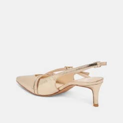 PAMLA MID WIDE HEELS LIGHT GOLD DISTRESSED LEATHER^Dolce Vita Fashion