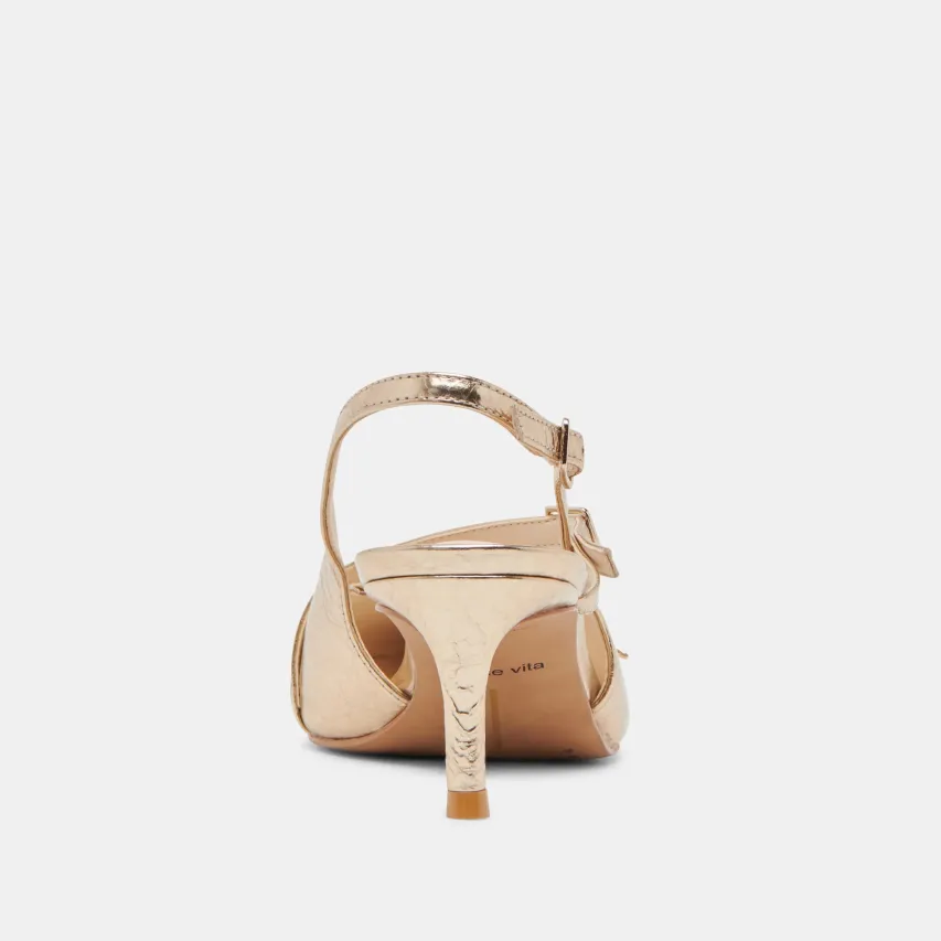 PAMLA MID WIDE HEELS LIGHT GOLD DISTRESSED LEATHER^Dolce Vita Fashion