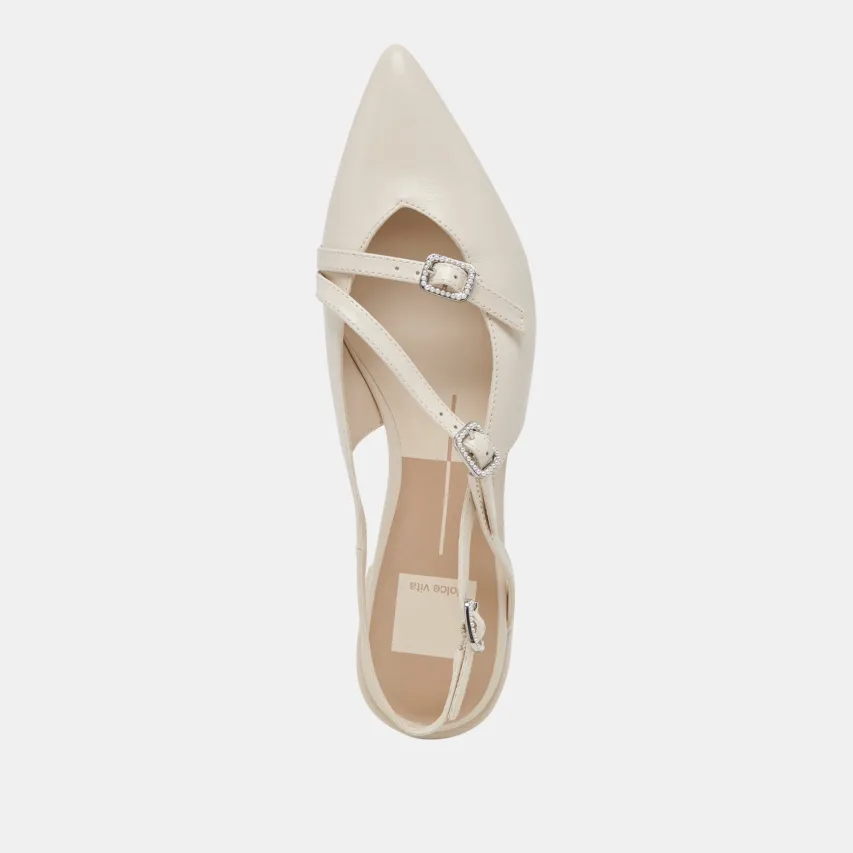 PAMLA PEARL FLATS IVORY CRINKLE PATENT^Dolce Vita Fashion
