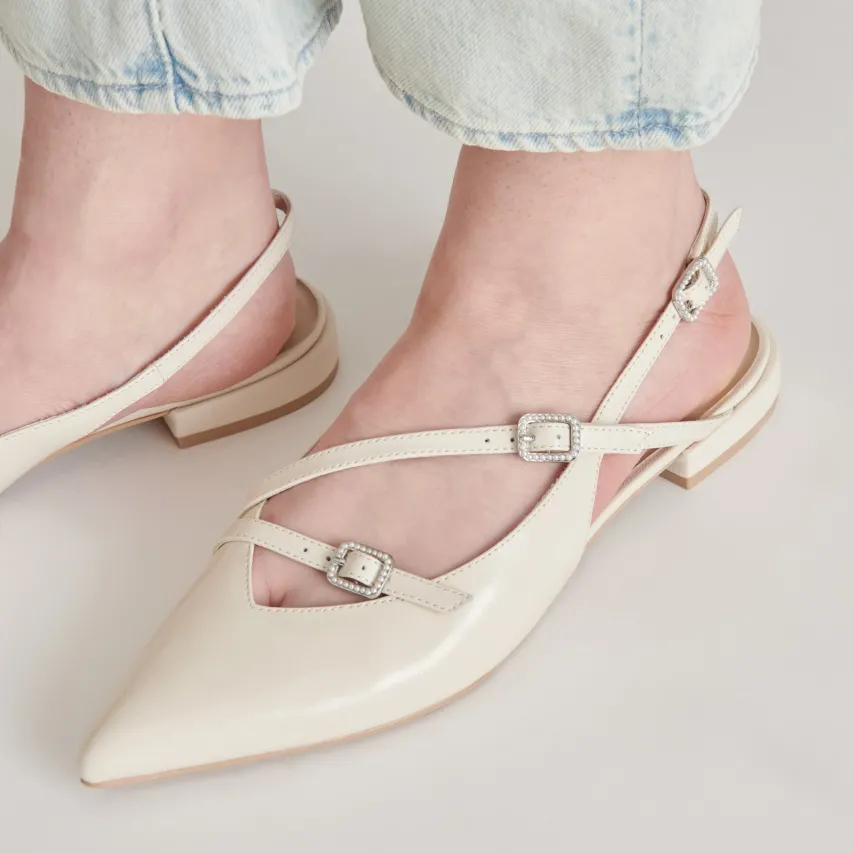 PAMLA PEARL FLATS IVORY CRINKLE PATENT^Dolce Vita Fashion