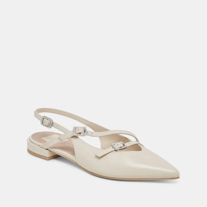 PAMLA PEARL FLATS IVORY CRINKLE PATENT^Dolce Vita Fashion