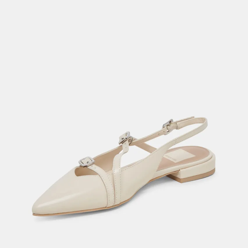 PAMLA PEARL FLATS IVORY CRINKLE PATENT^Dolce Vita Fashion