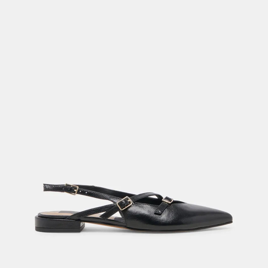 PAMLA WIDE FLATS BLACK CRINKLE PATENT^Dolce Vita Fashion