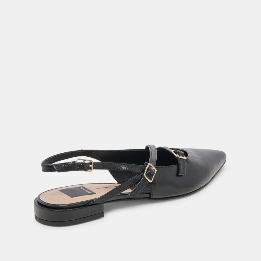 PAMLA WIDE FLATS BLACK CRINKLE PATENT^Dolce Vita Fashion