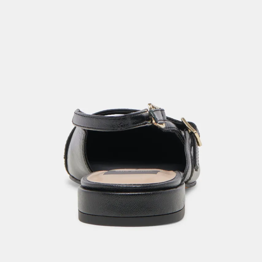 PAMLA WIDE FLATS BLACK CRINKLE PATENT^Dolce Vita Fashion