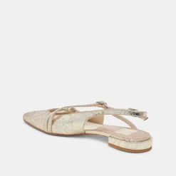 PAMLA WIDE FLATS PLATINUM DISTRESSED LEATHER^Dolce Vita New