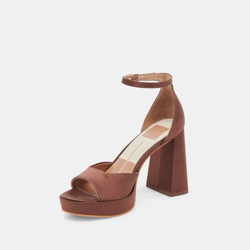 PANDRO HEELS CHOCOLATE SATIN^Dolce Vita Online