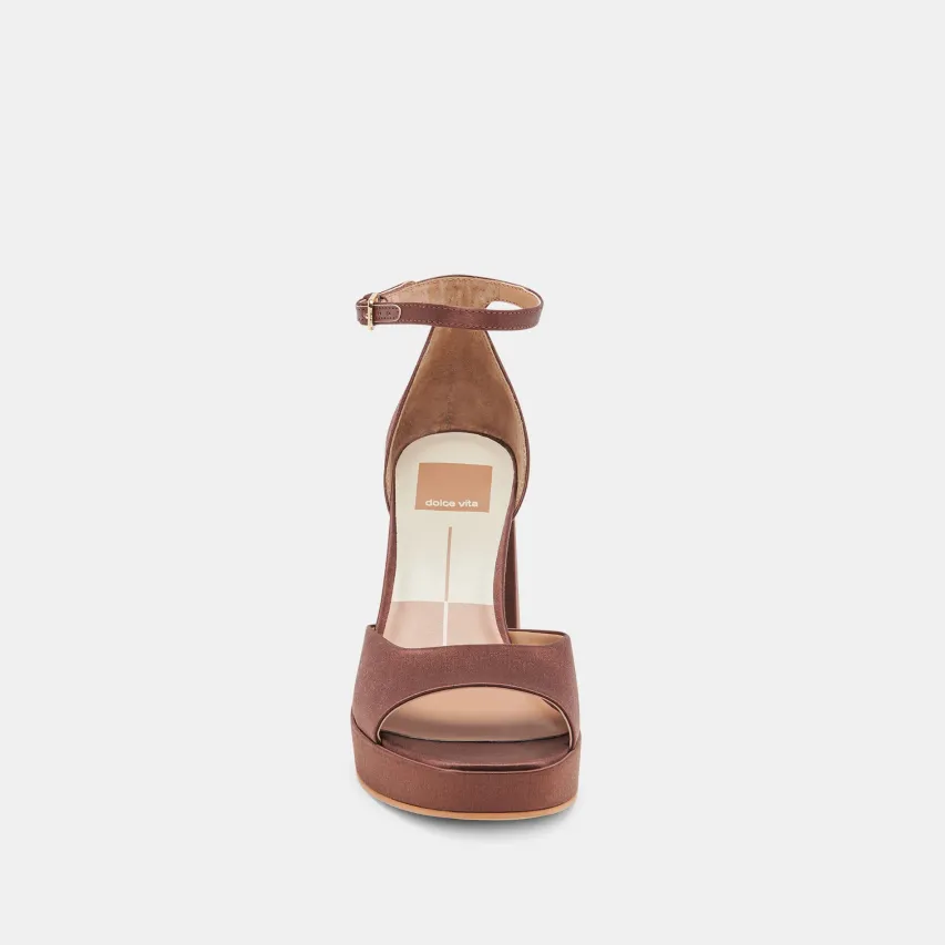 PANDRO HEELS CHOCOLATE SATIN^Dolce Vita Online