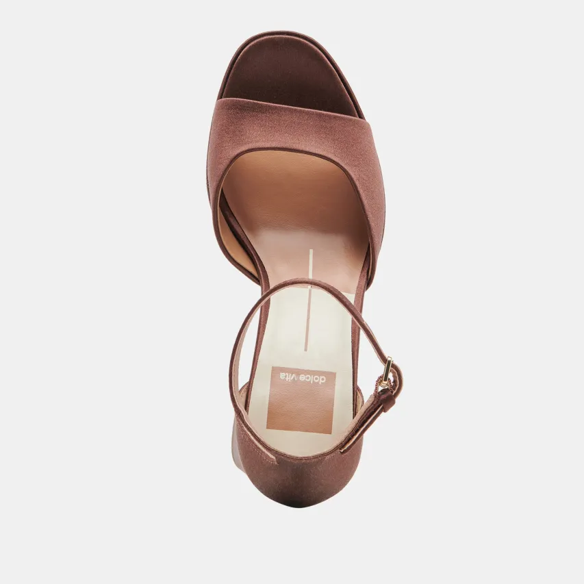 PANDRO HEELS CHOCOLATE SATIN^Dolce Vita Online