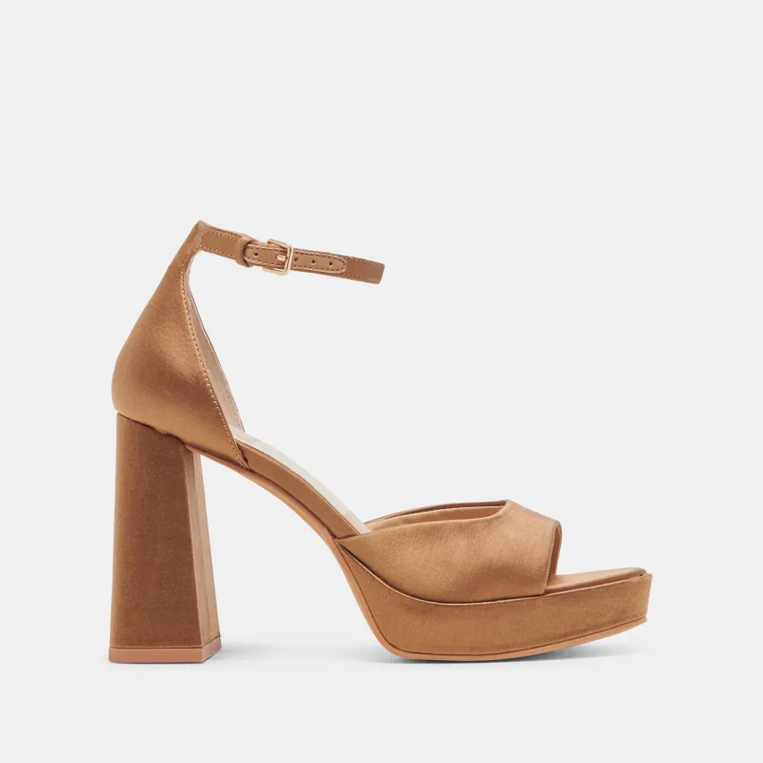 PANDRO HEELS MID BROWN SATIN^Dolce Vita Online
