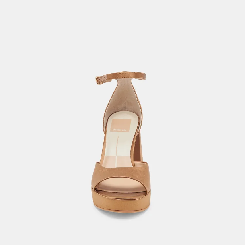 PANDRO HEELS MID BROWN SATIN^Dolce Vita Online
