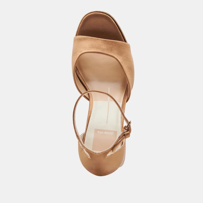 PANDRO HEELS MID BROWN SATIN^Dolce Vita Online