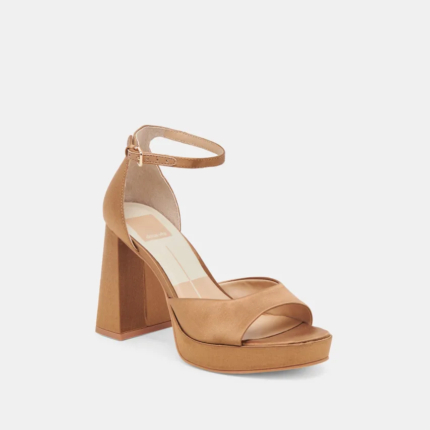 PANDRO HEELS MID BROWN SATIN^Dolce Vita Online