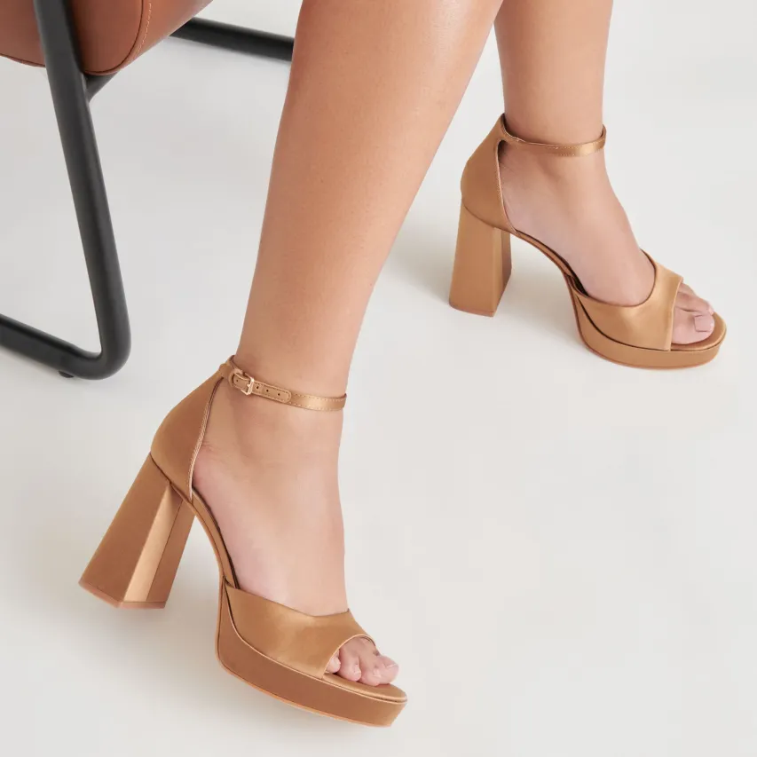 PANDRO HEELS MID BROWN SATIN^Dolce Vita Online