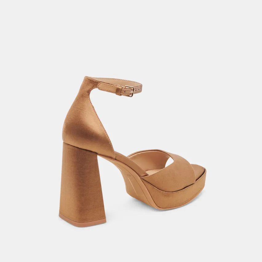 PANDRO HEELS MID BROWN SATIN^Dolce Vita Online