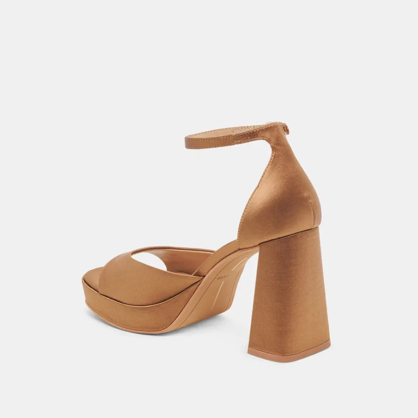 PANDRO HEELS MID BROWN SATIN^Dolce Vita Online