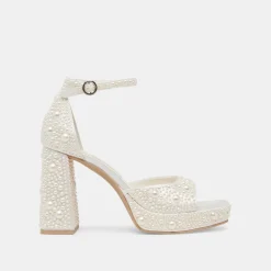 PANDRO PEARL HEELS TRUE WHITE SATIN^Dolce Vita Online