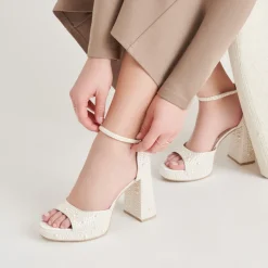 PANDRO PEARL HEELS TRUE WHITE SATIN^Dolce Vita Online
