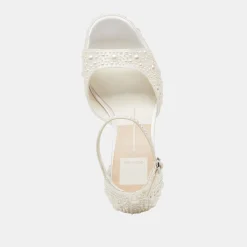 PANDRO PEARL HEELS TRUE WHITE SATIN^Dolce Vita Online