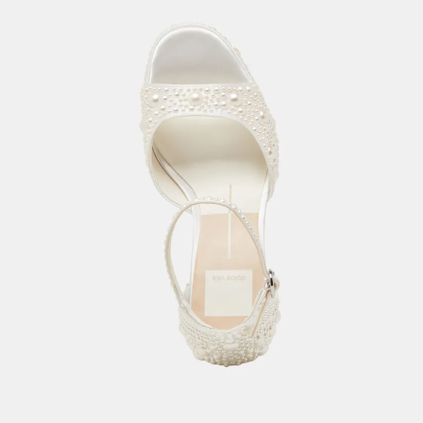PANDRO PEARL HEELS TRUE WHITE SATIN^Dolce Vita Online