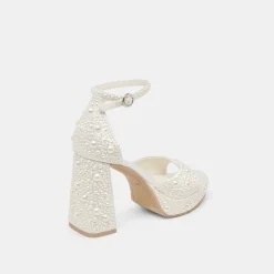 PANDRO PEARL HEELS TRUE WHITE SATIN^Dolce Vita Online
