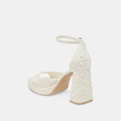 PANDRO PEARL HEELS TRUE WHITE SATIN^Dolce Vita Online