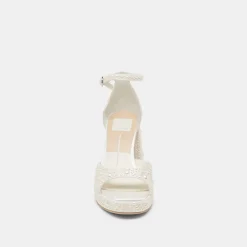 PANDRO PEARL HEELS TRUE WHITE SATIN^Dolce Vita Online