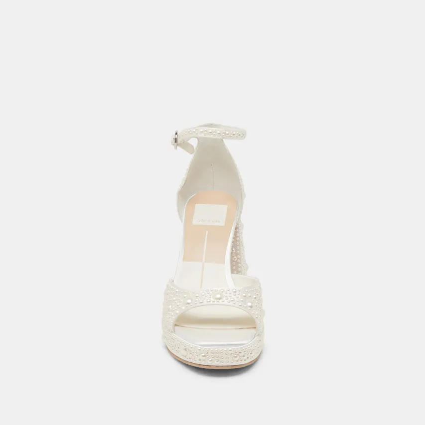 PANDRO PEARL HEELS TRUE WHITE SATIN^Dolce Vita Online