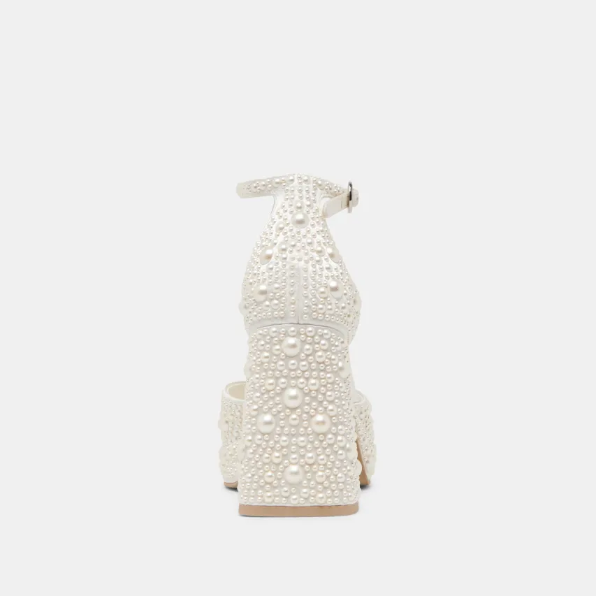 PANDRO PEARL HEELS TRUE WHITE SATIN^Dolce Vita Online
