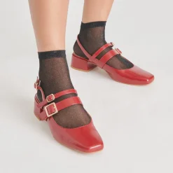 PATZY HEELS CRIMSON CRINKLE PATENT LEATHER^Dolce Vita Hot