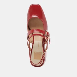 PATZY HEELS CRIMSON CRINKLE PATENT LEATHER^Dolce Vita Hot