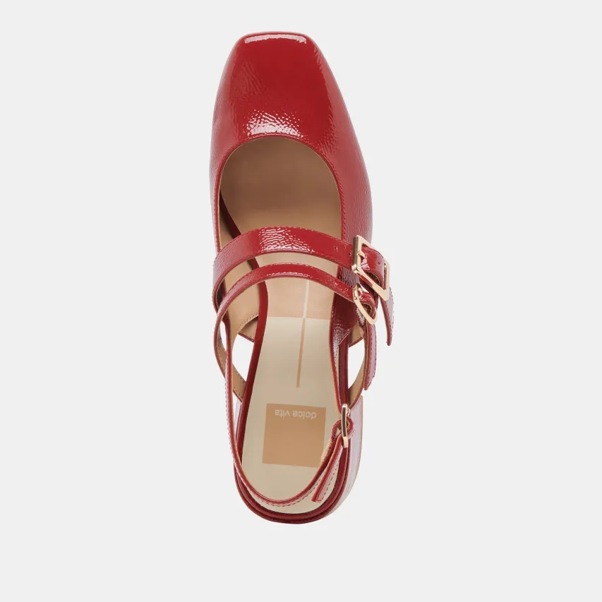 PATZY HEELS CRIMSON CRINKLE PATENT LEATHER^Dolce Vita Hot