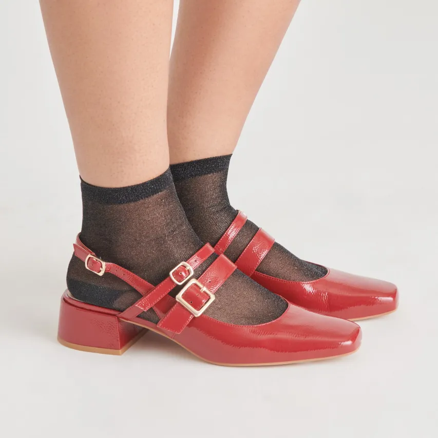 PATZY HEELS CRIMSON CRINKLE PATENT LEATHER^Dolce Vita Hot